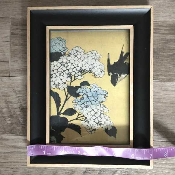 Y2K Wooden Frame and Chinese Watercolour Postcard of Bird with Flowers - Picture 3 of 7